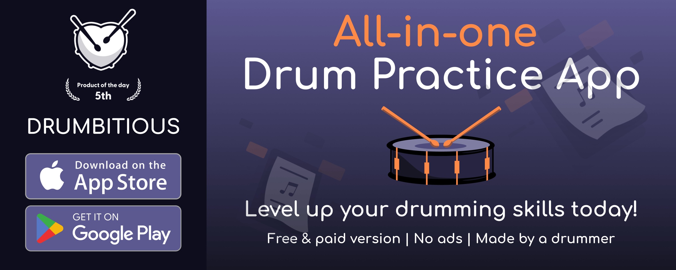 Drumbitious App for Android and iOS